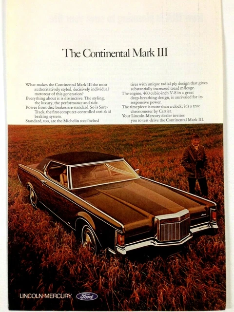 1970 Lincoln Continental Mark 3 Print Ad