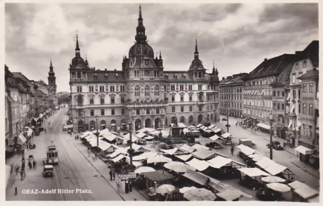 AK Graz Adolf-H.-Platz Markt Rathaus Hauptplatz Erzherzog-Johann-Brunnen 1942