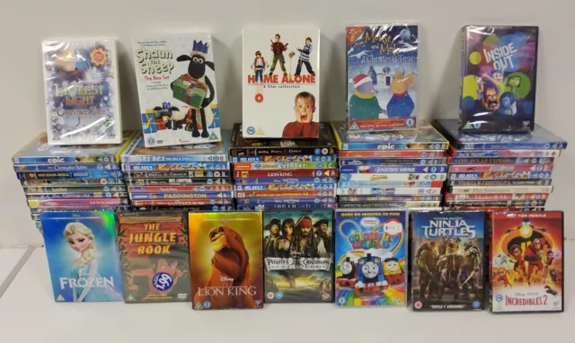 108 x New and Sealed Kids DVD Joblot - Frozen Shaun The Sheep Lion King 42