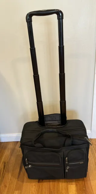 TUMI Alpha Deluxe Expandable Wheeled Rolling Briefcase Black Travel Bag #26103D4