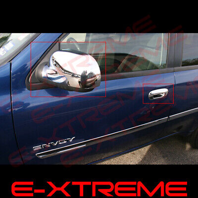 For 02 03 04 05 06 07 08 09 Chevy Trailblazer 4 Door Handle +Mirror Chrome Cover
