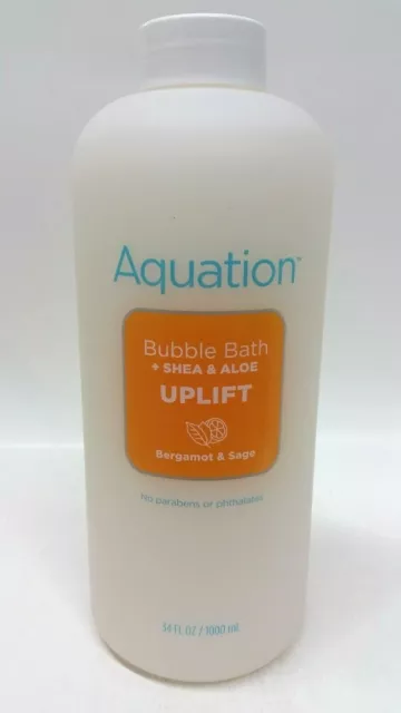 Aquation UPLIFT Shea & Aloe Bubble Bath w/BERGAMOT & SAGE - 34 Oz (1 Bottle)