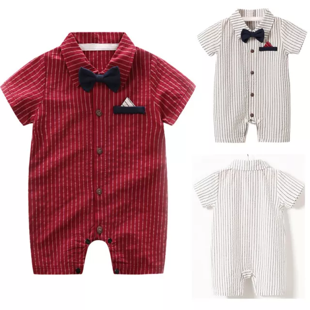 Newborn Infant Baby Boys Gentleman Short Suit Romper Bodysuit Outfit Clothes Set