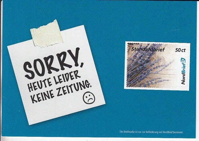 Nordbrief Kiel  Sorry Heute leider keine Zeitung  Karte mit Marke  **