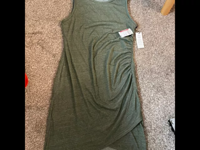 Nordstrom Treasure & Bond XL Ruched Side Sleeveless Green Dress with Pockets