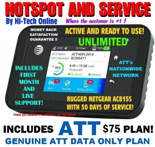 💥 Hotspot  ✅ Unlimited ✅ 30 Day Service Included ✅ Att  Network ✅ Usa Dealer