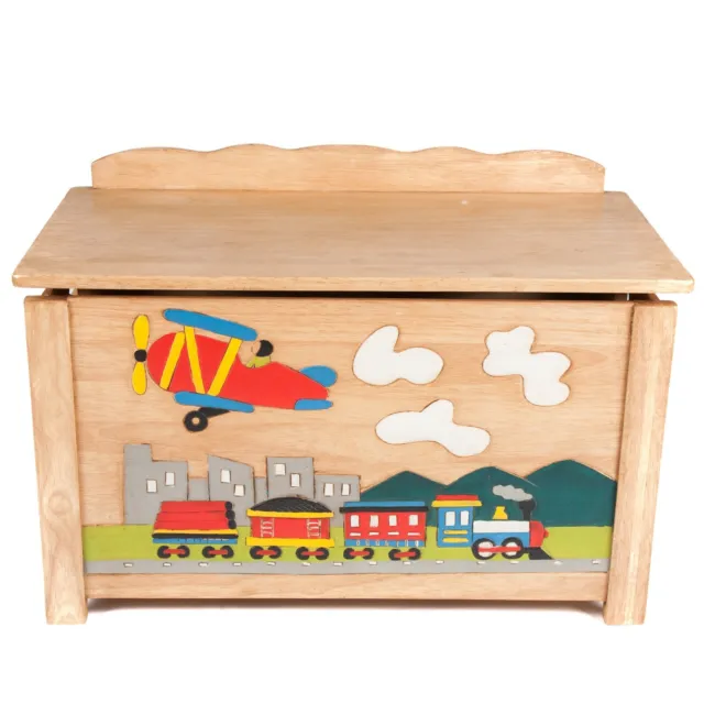Toy Box Solid Rubber Wood Train Toy Box Wooden Handmade - FU-687-TR