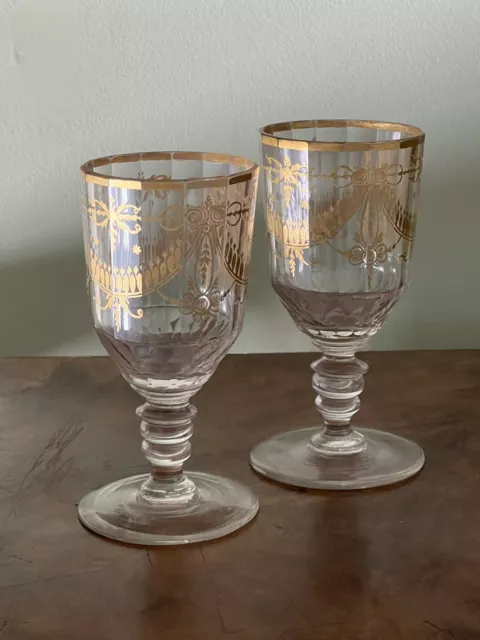 A Pair Of Late 18Th Century Goblets / Wine Glasses