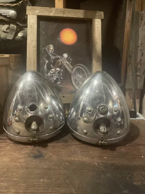 1934 Chevrolet Master Headlight Chrome OEM Original Pair Rat Rod TiltRay