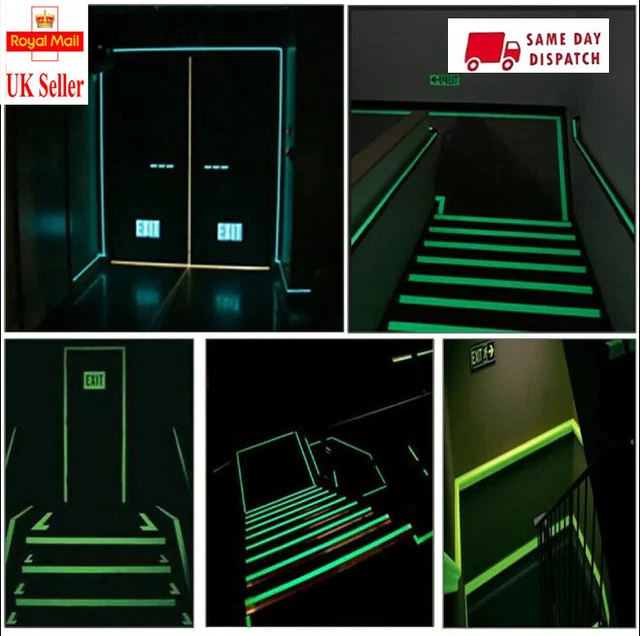 thumbnail interactive-video image 1 of 10M Glow In The Dark Self-Adhesive Tape – Luminous Safety Tape For Home, Office, DIY, Green, 10mm X 10m 1 of 3