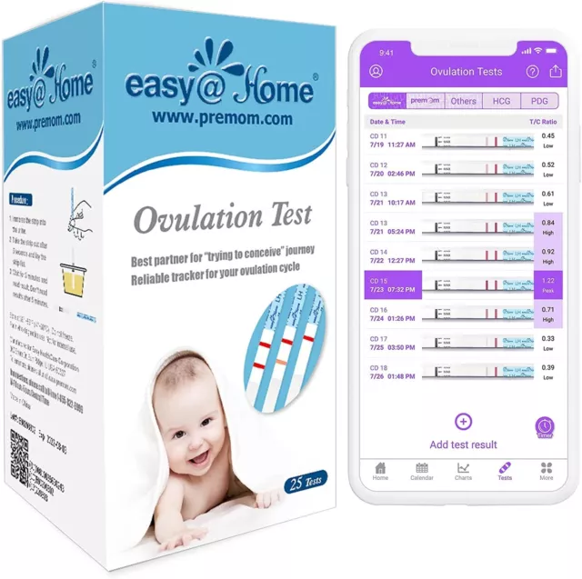 Easy Home 25 X Ovulation Test Strips Ovulation Predictor Kit Powered By Premom