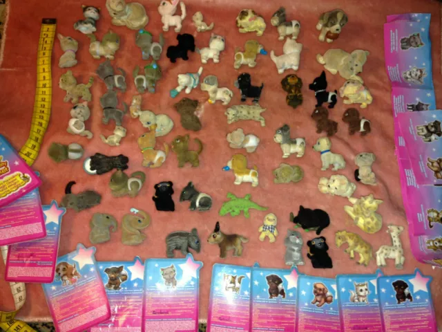 Vds vintage lot de + 50 figurines "Puppy Kitty Pocket" Animal Toy Bundle + carte