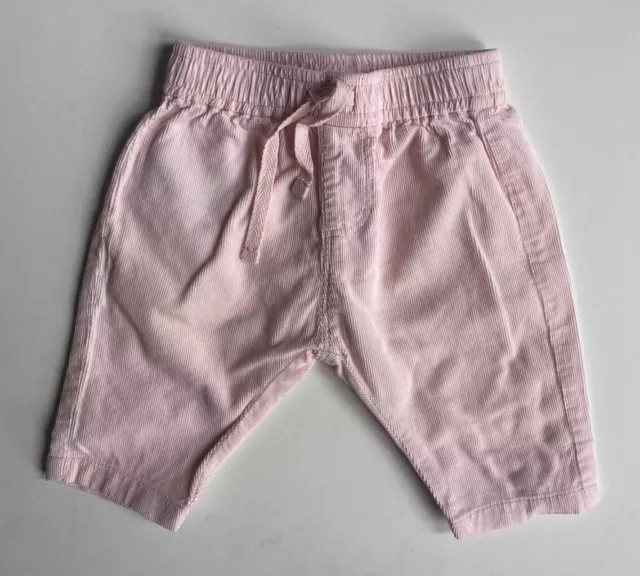 Country Road baby girl size 0-3 months pale pink cord drawstring pants, VGUC