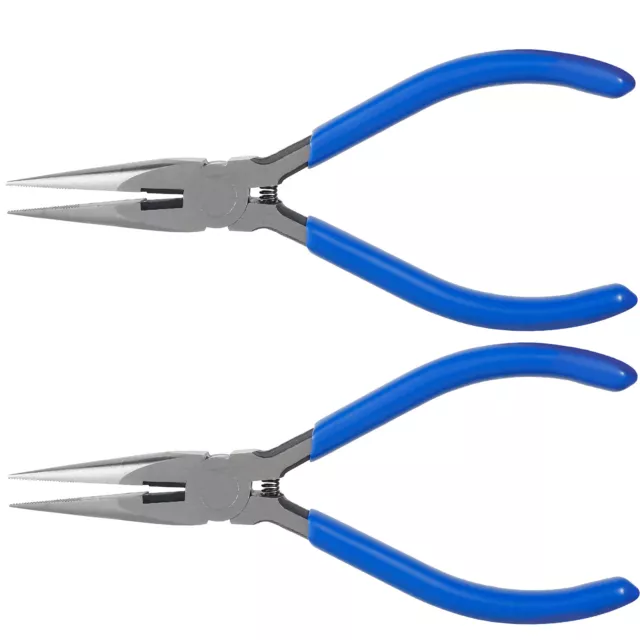 2Pcs Needle Nose Pliers 5inch High-Carbon Steel Long Serrated Jaw Plier Manual╏