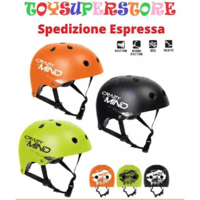 Casco Protezione Bicicletta Pattini Skate sport 1 Taglia M 54-58 New Crazy Mind