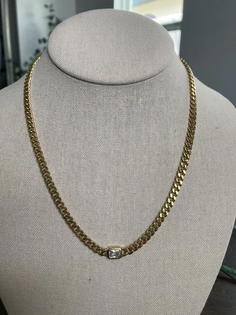Miranda Frye Gold Tone with a CZ in the Center Link Necklace - 16"