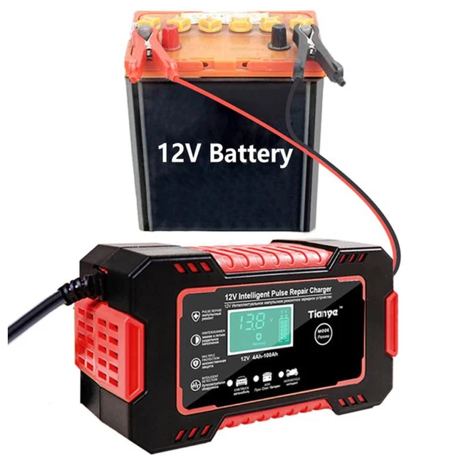 Chargeur batterie Auto 12V Ecran Numérique LCD Compatible Voiture Moto Camion