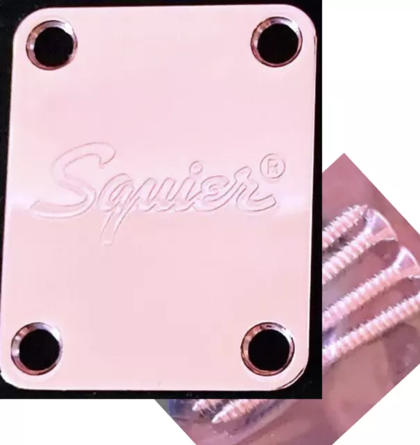 NECK PLATE SQUIER officiel - LOGO - Chrome pour guitare ou basse