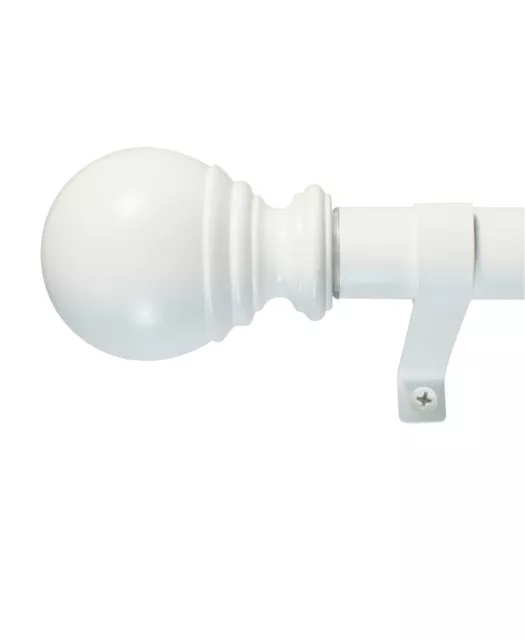 Decopolitan 1-Inch ball Telescoping Curtain Rod 18 to 36" White T4101742