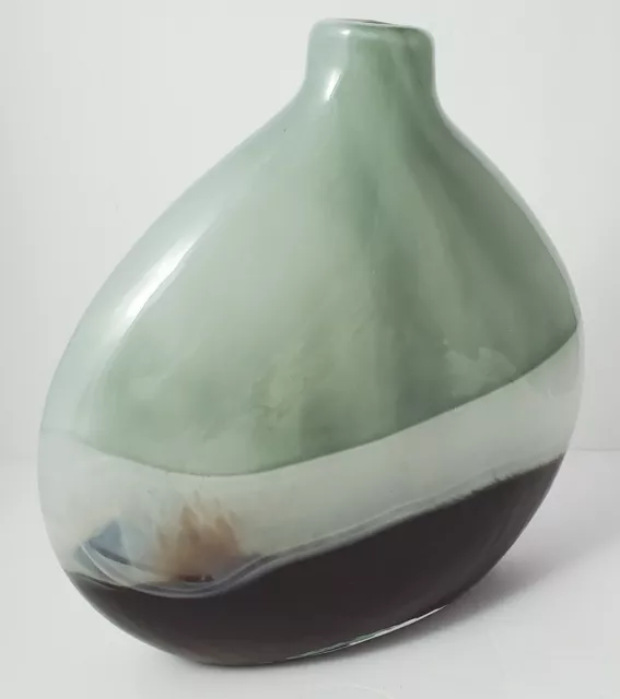 Vintage Heavy HandBlown Glass Marble Looking Vase 10.5" Tall - Pier 1 Imports