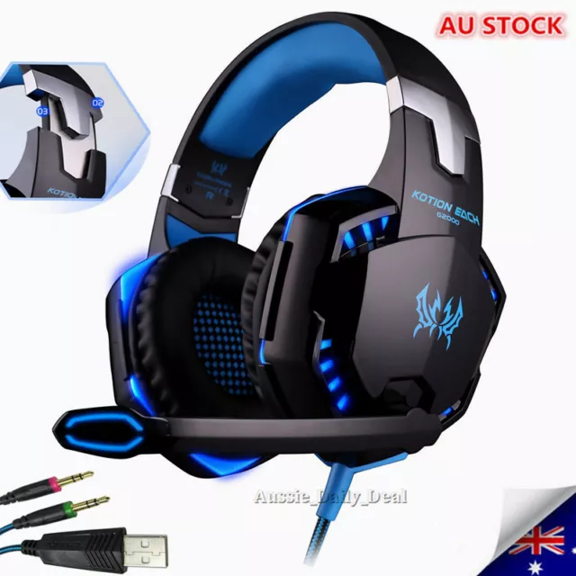 3.5mm Gaming Headset + MIC LED Headphones Surround For PC Mac PS3 PS4 Xbox One