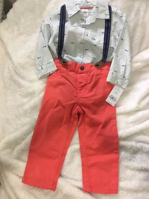 Carters Three Piece Set with Suspenders  Dressy Baby Outfit 18 Month