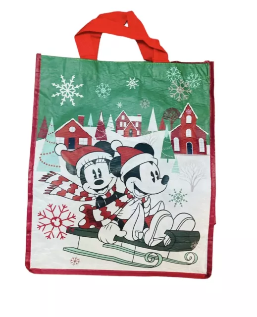 Disney Store Mickey Mouse & Minnie Mouse Shopping Bag Retired Festive Xmas