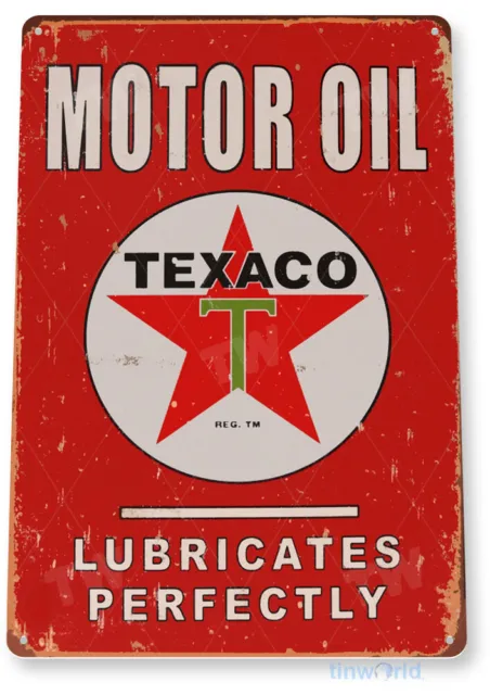 TIN SIGN Texaco Motor Oil Retro Gas Station Sign Garage Cave Auto Shop A176