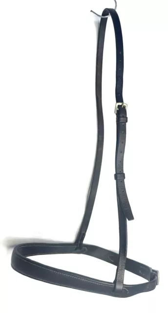 Unbranded Black Leather Padded Adjustable English Dressage Caveson Size  Large