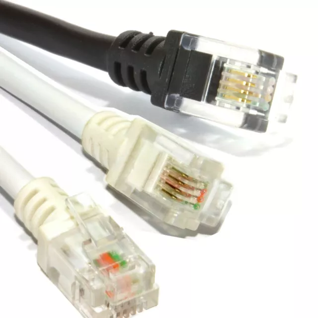High Speed RJ11 Cable ADSL 2+/Fibre BT/EE/Talk Broadband 1m/2m/3m/4m/5m/10m lot