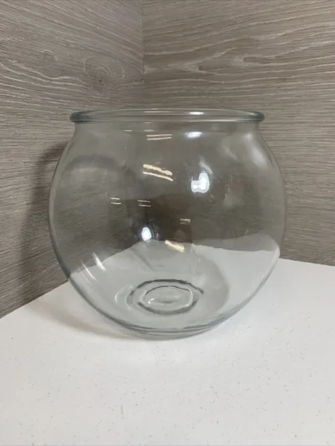 Fish Bowl Glass Canteen Style Goldfish Betta Approx Half Gallon Size 6”