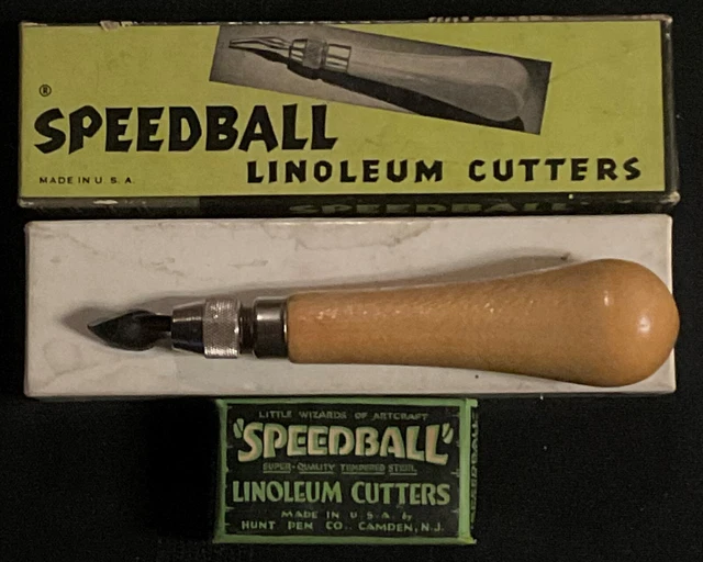 Cortador de linóleo Speedball vintage con cuchillas en cajas originales hecho en EE. UU.