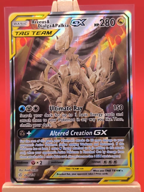 dialga and palkia pokemon cards Arceus, Dialga & Palkia GX 2019 Pokemon Cosmic Eclipse Ultra Rare #156 PSA Authenticated 9 Card
