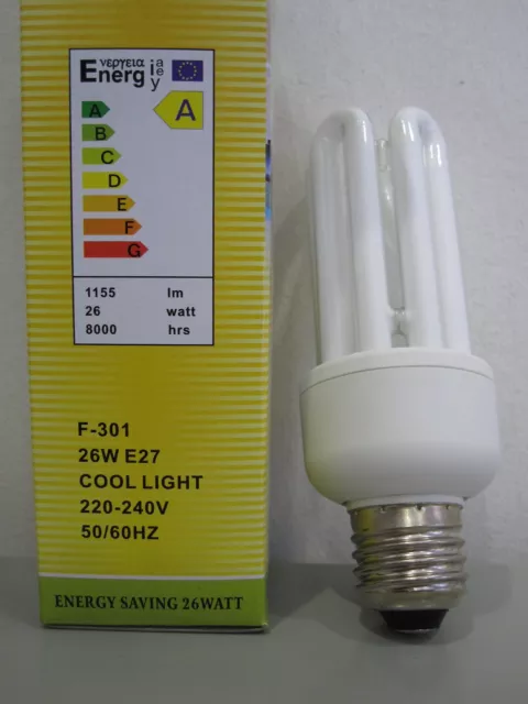 Lampada E27 Lampadina 26W = 100W Fredda Neon Basso Consumo Risparmio Energetico
