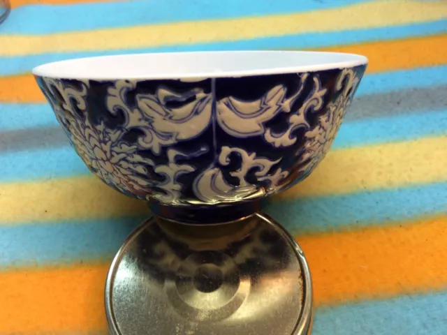 Japanese Porcelain Ware A.C.F. Hong Kong 4 1/2” Cobalt Blue Bowl 2