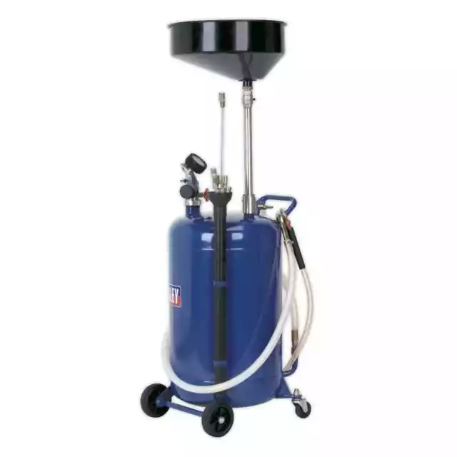 Sealey Mobile Oil Drainer with Probes 90L Air Discharge Garage Workshop DIY