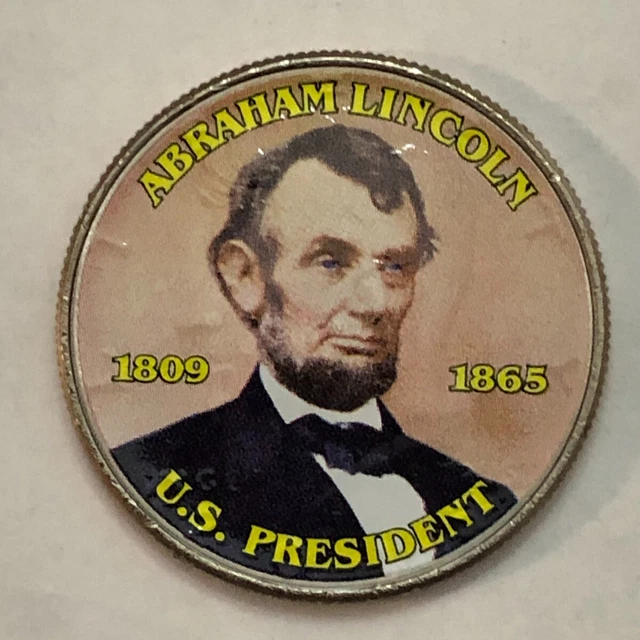 Colorized Kennedy half dollar. ABRAHAM LINCOLN 1809-1865. US PRESIDENT. #90