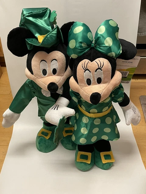 Disney Mickey Mouse and Minnie Mouse St. Patrick's Day Greeter Plush Dolls Combo