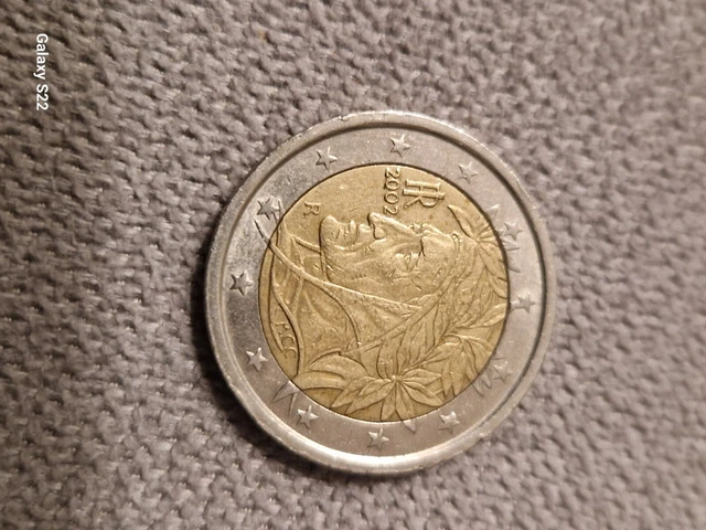 Pièce De 2 Euros Rare – Italie 2002 – Dante Alighieri – R – Rome – Collection