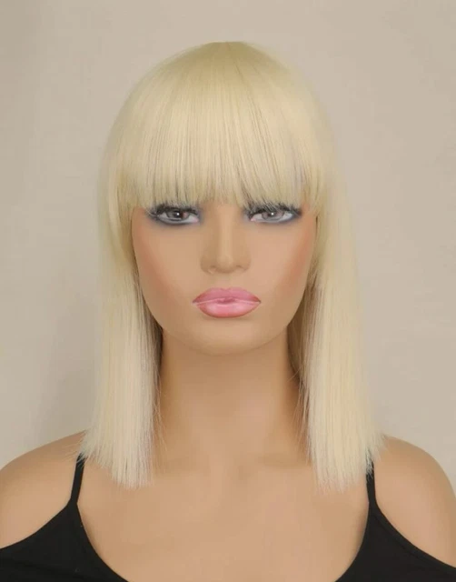 Perruque Synthétique Blonde Bouclée Court 35cm - Frange Et Bonnet Offert - Look Naturel Doré - Taille Moyenne