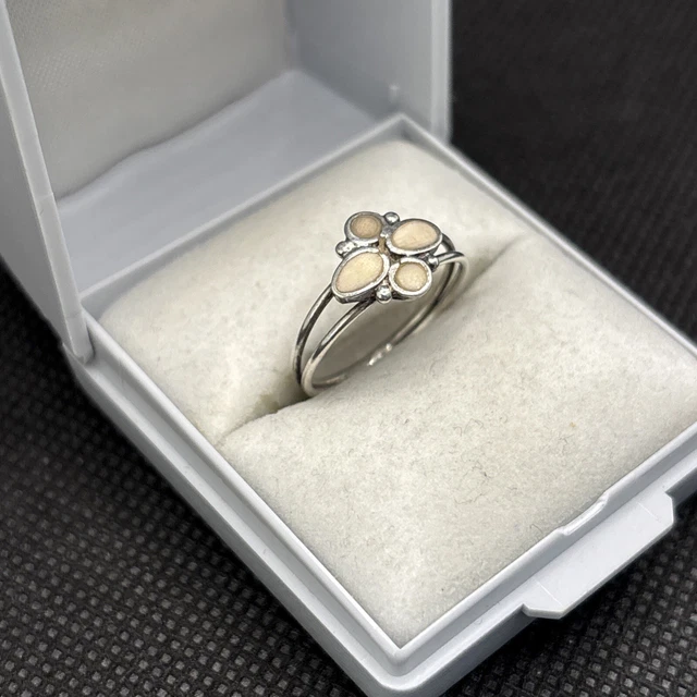 Bague Ancienne En Argent Massif 925 – Jonc Style Créateur – Taille 53 – Décor Violet