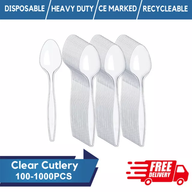 Clear Plastic Cutlery Spoon Reusable Plastic Spoon for Catering Birthday Parties