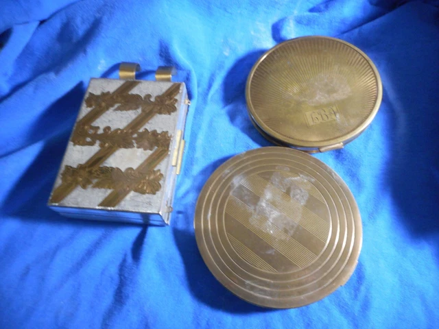 Lot Of 3 Vintage Mirrored Powder COMPACTS Zell Fifth Avenue Tussy Richard Hudnut