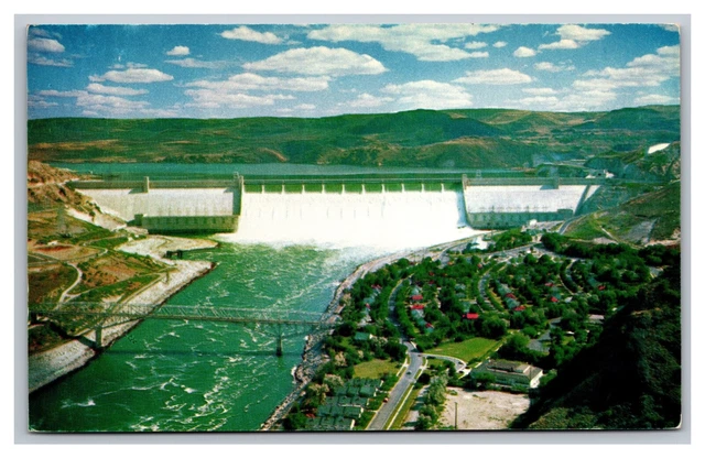 Grand Coulee, WA, Washington, Grand Coulee Dam Aerial View, Vintage Postcard