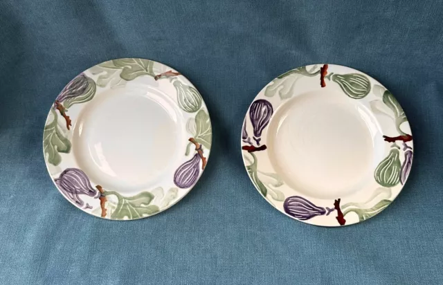 EMMA BRIDGEWATER POTTERY 8.5” PLATES X 2 - 22 Cm FIG FRUIT GREEN PURPLE-Crazing