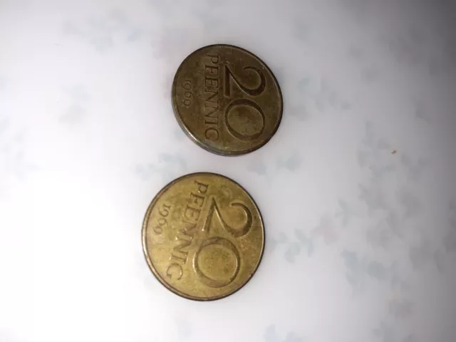 2x 20 Pfennigmünzen DDR 1969