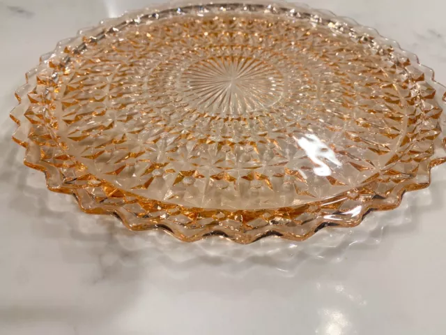 Vintage Jeanette Pink Depression Glass Windsor Diamond Large Serving Chop Plate 2