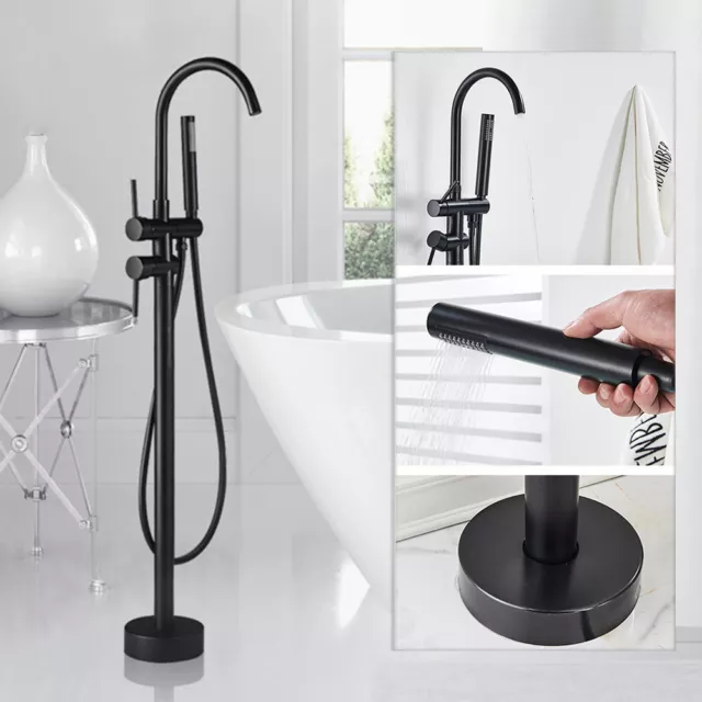 Grifo de Bañera Mate Batidora de Pedestal Separado Pila de Bañera rociador Negro