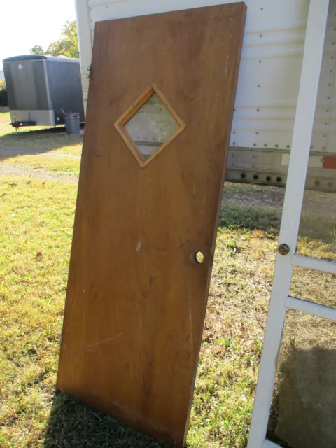 DOOR 04:    Mid Century Wood Door with glass Panel 1960 s   31 1/2W x 78 1/4"H