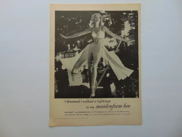 1961 I Dreamed I Walked a Tightrope in My MAIDENFORM BRA print ad